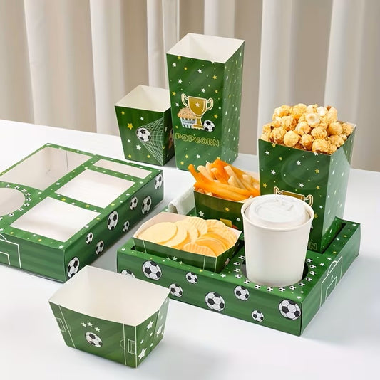 Green Soccer Themed Paper Snack Tray