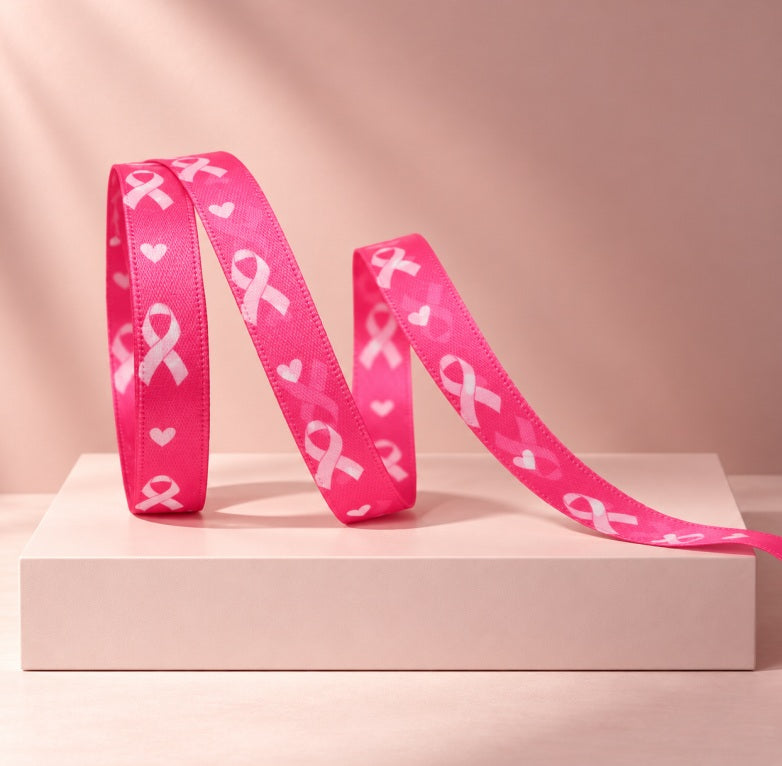 Pink October Ribbon Satin Ribbon - Light Pink