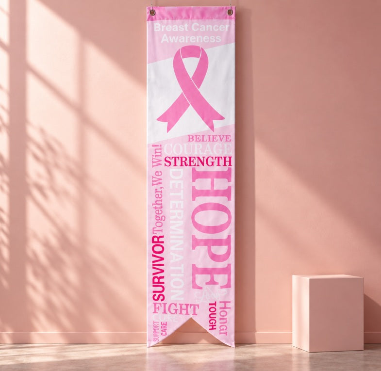 Pink October Ribbon Awareness Banner Ribbon 130 CM * 30 CM