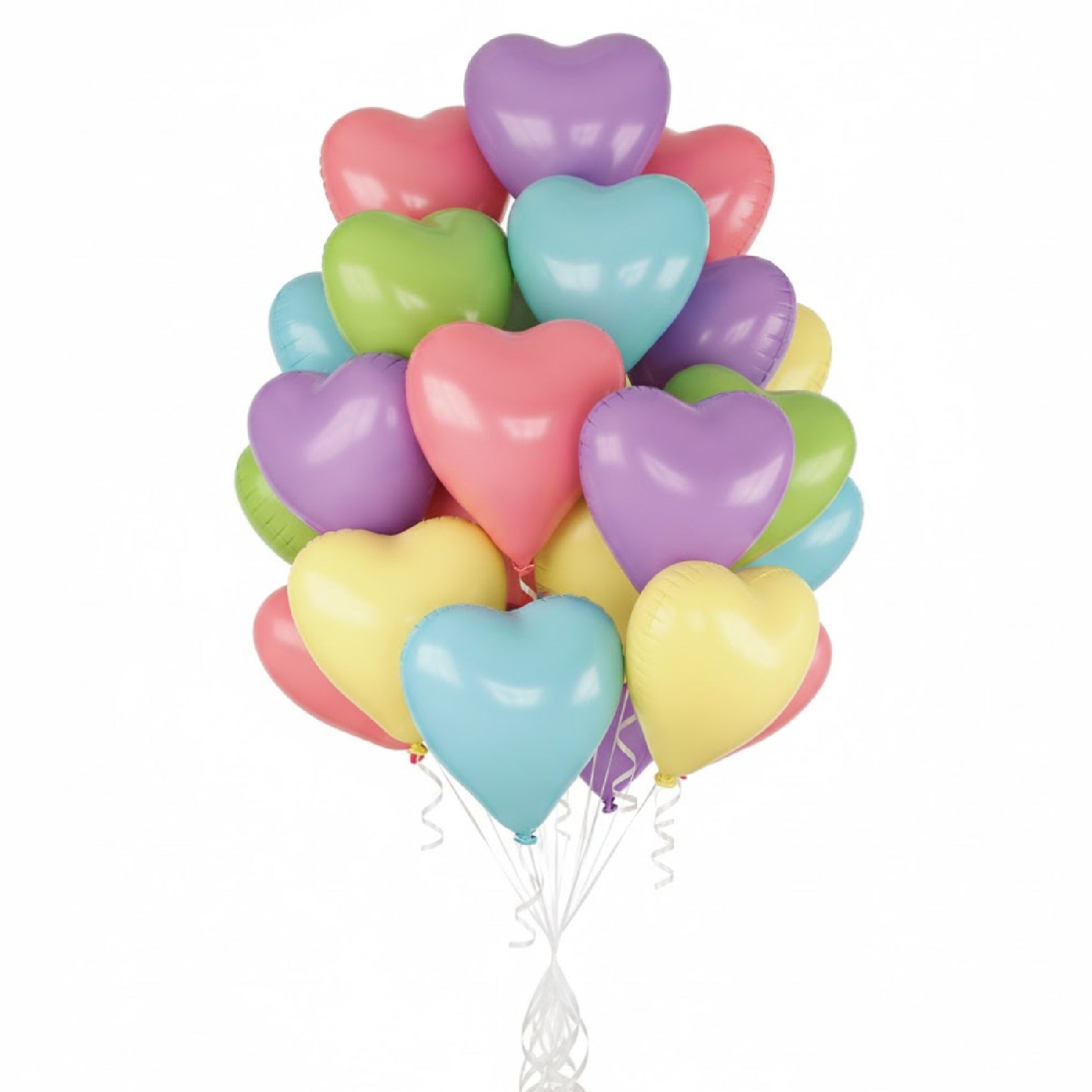 Eid Heart Shape Helium Multi Mat Color Bouquet Foil Balloon - 10 Pcs