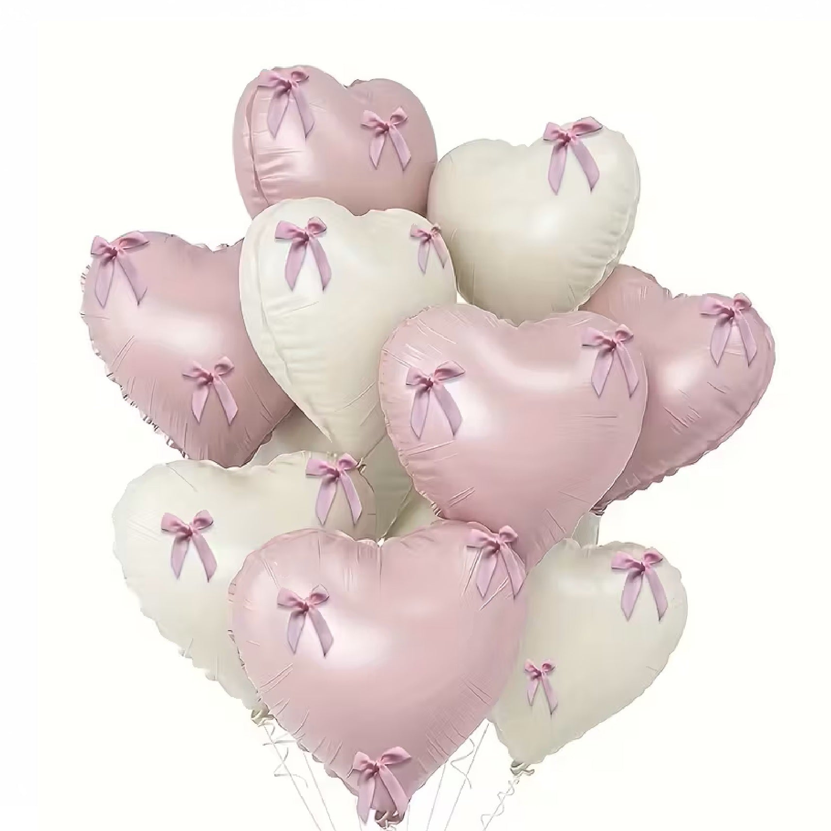 Bow Pastel Pink and Cream Foil Balloons Bouquet