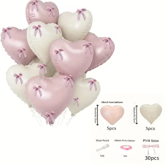 Bow Pastel Pink and Cream Foil Balloons Bouquet