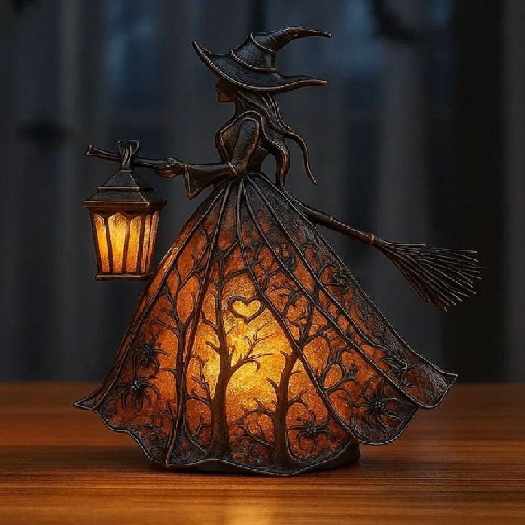 Light-Up Witch Silhouette Lantern
