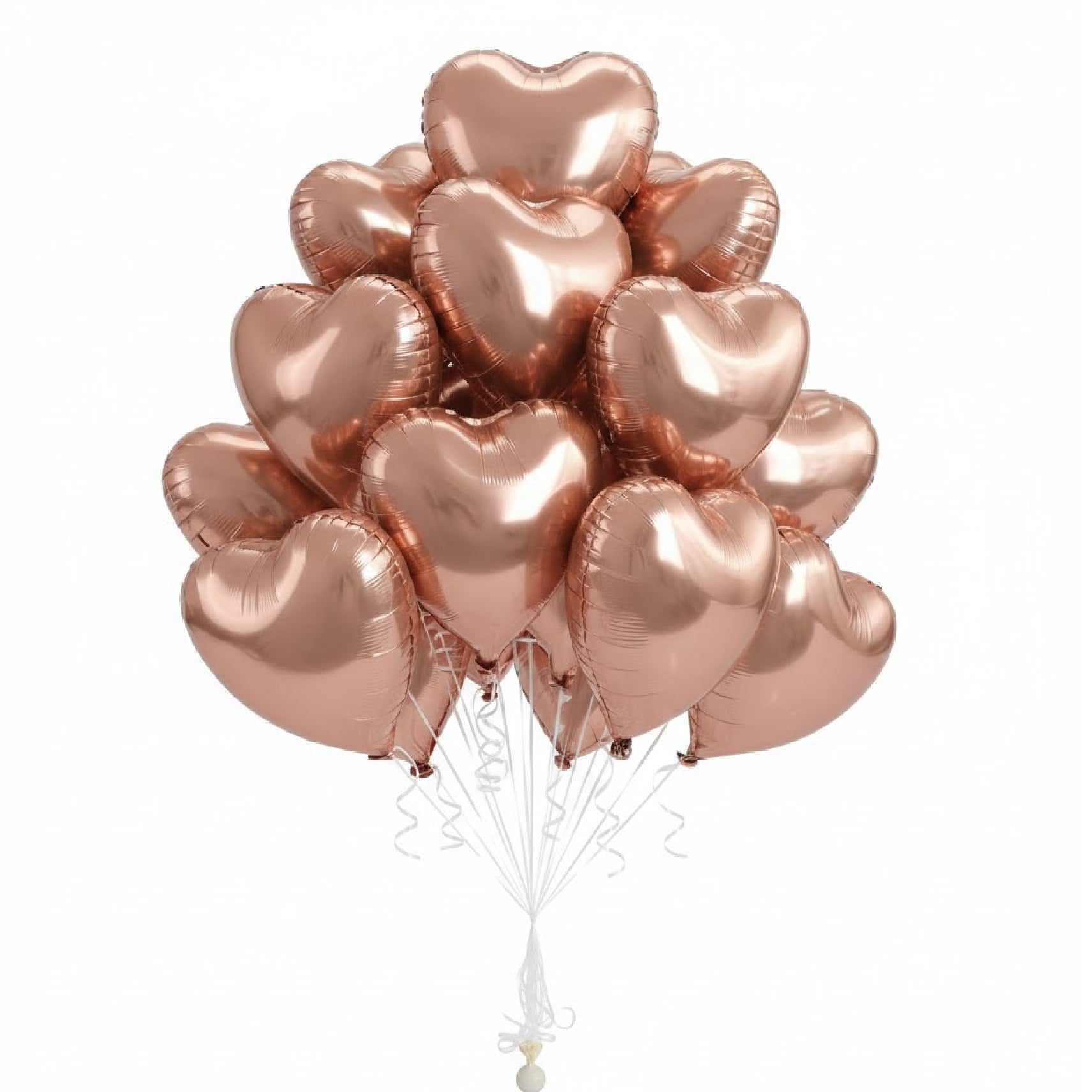 Heart Shape Helium Rose Gold Foil Balloon Bouquet - 10 Pcs