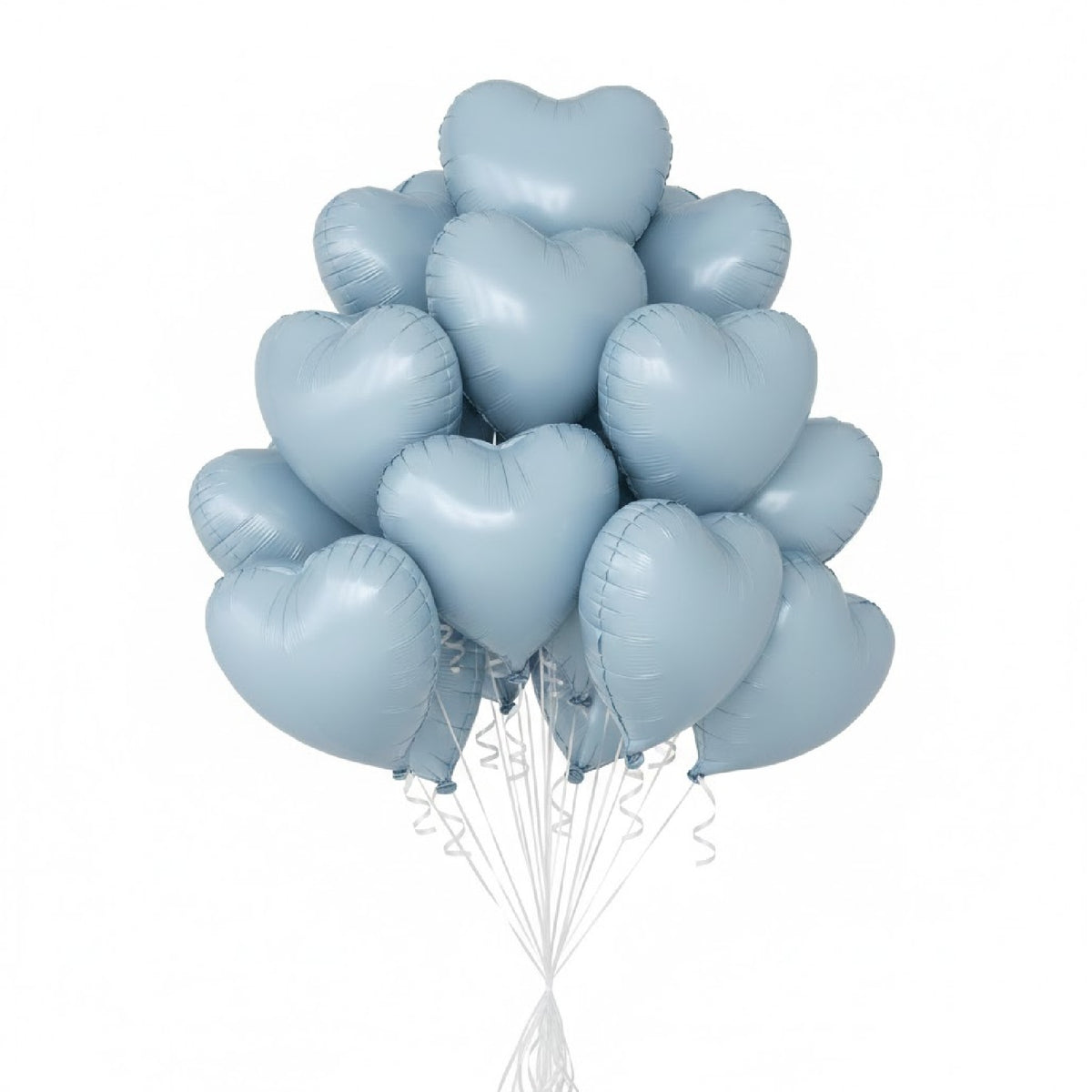 Heart Shape Helium Baby Bue Foil Balloon Bouquet - 10 Pcs