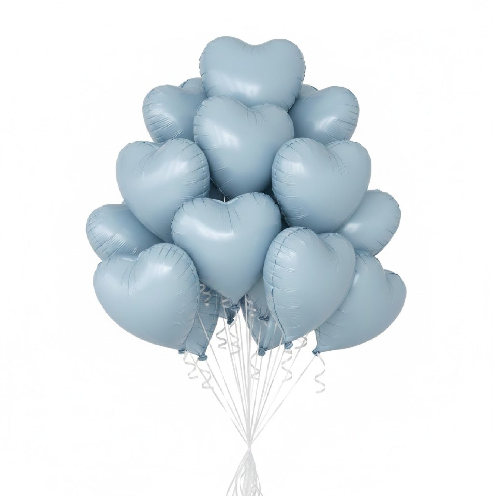 Heart Shape Helium Baby Bue Foil Balloon Bouquet - 10 Pcs