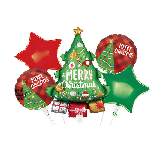 Merry Christmas Tree, Red & Green Balloon Bouquet