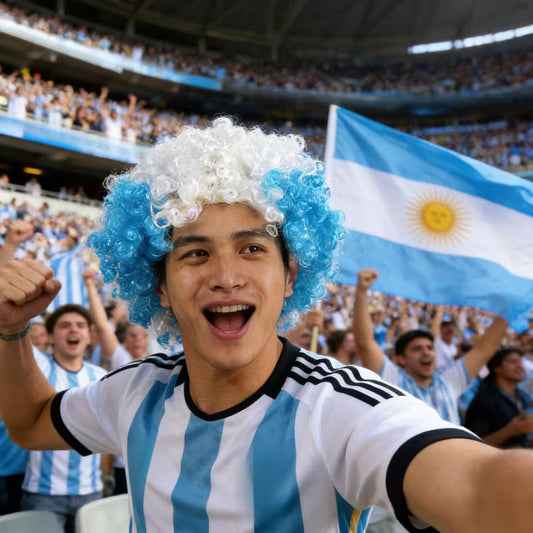 FIFA World Cup Fan Cheering Wig - Blue & White Color