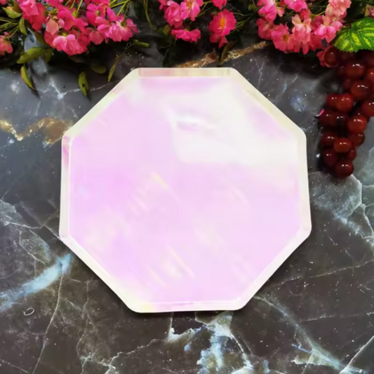 Pink Holographic 9 Inch Paper Plates Set