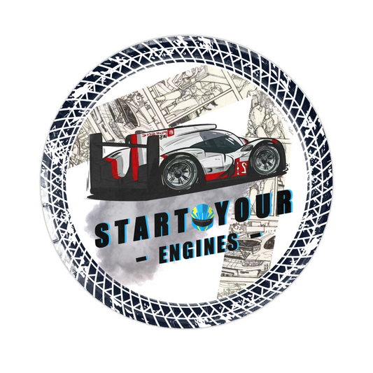 Start Your Engine-Race Car Theme 9 Inch Paper Plates Set