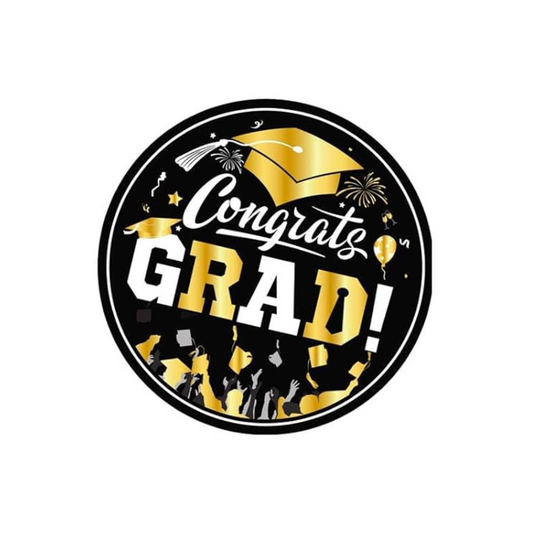 Gold and Black 2024 Graduation Theme Party 9 Inch Paper Plates Set
