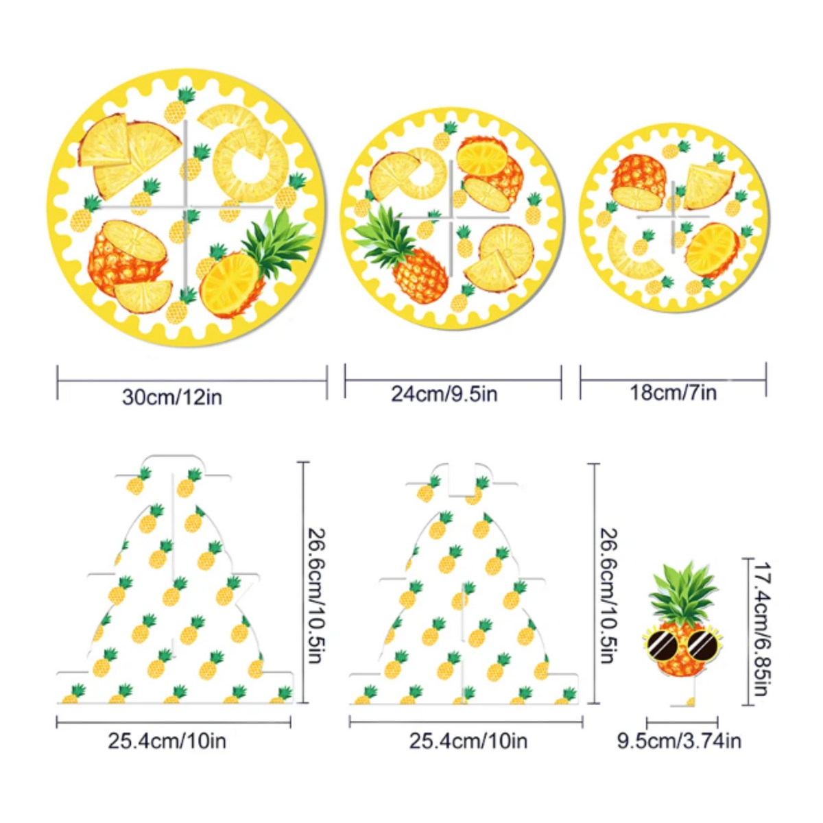 3-Tier Hawaiian Fruit Pineapple Cupcake Stand