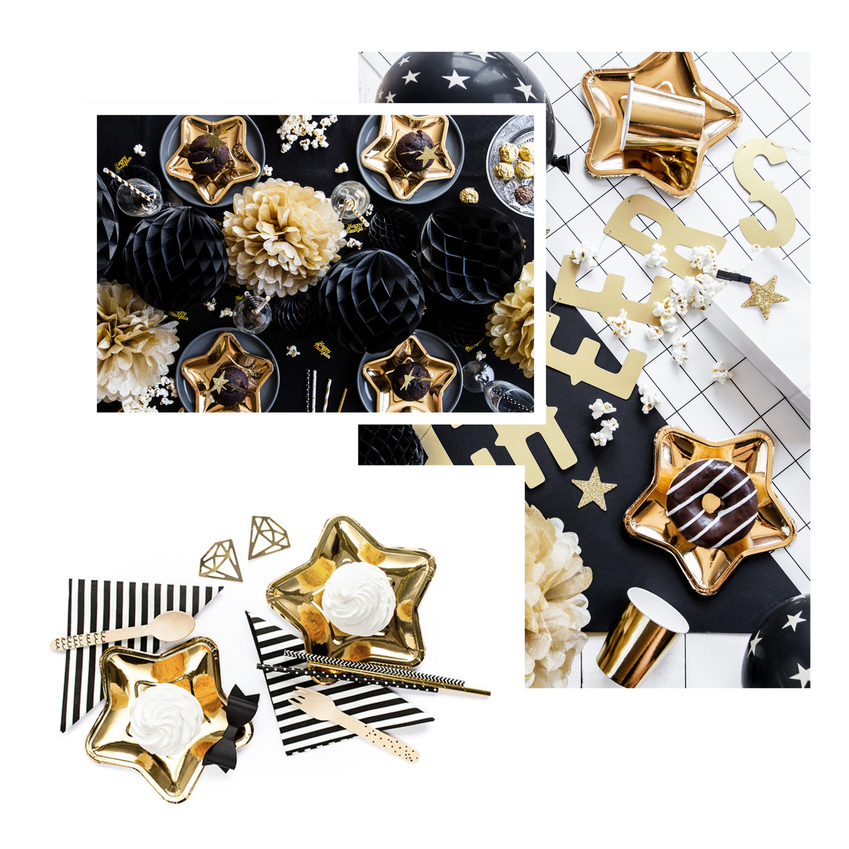 Golden Star shaped 7-inch Paper Plates Set