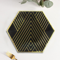 Load image into Gallery viewer, Black with Gold Theme Party Hexagon Plates Set
