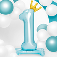 Load image into Gallery viewer, Crown Blue Number 1 Balloon with Base
