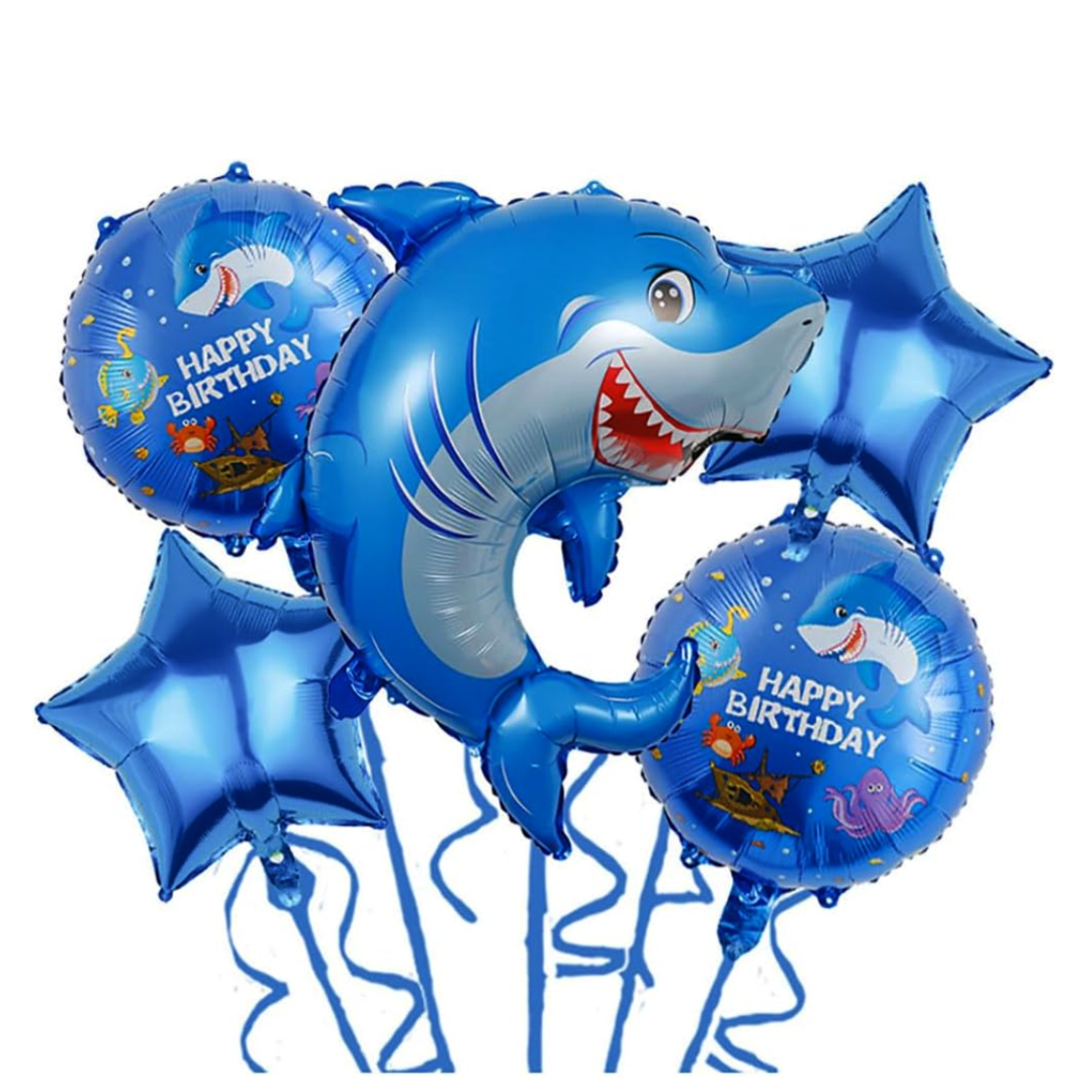 Happy Blue Shark Jumbo Foil Party Balloon