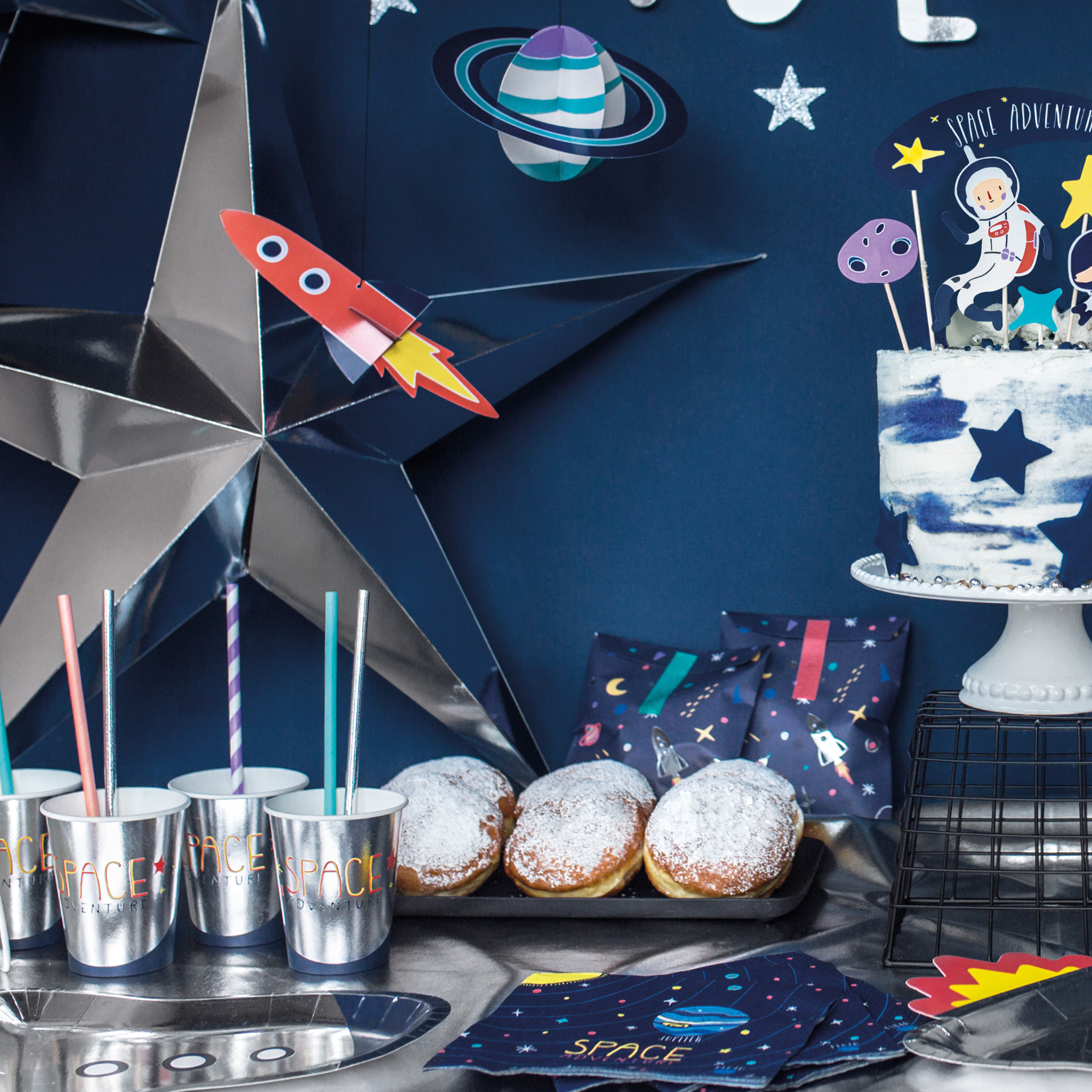 Space Adventure Theme Party Paper Cups Set