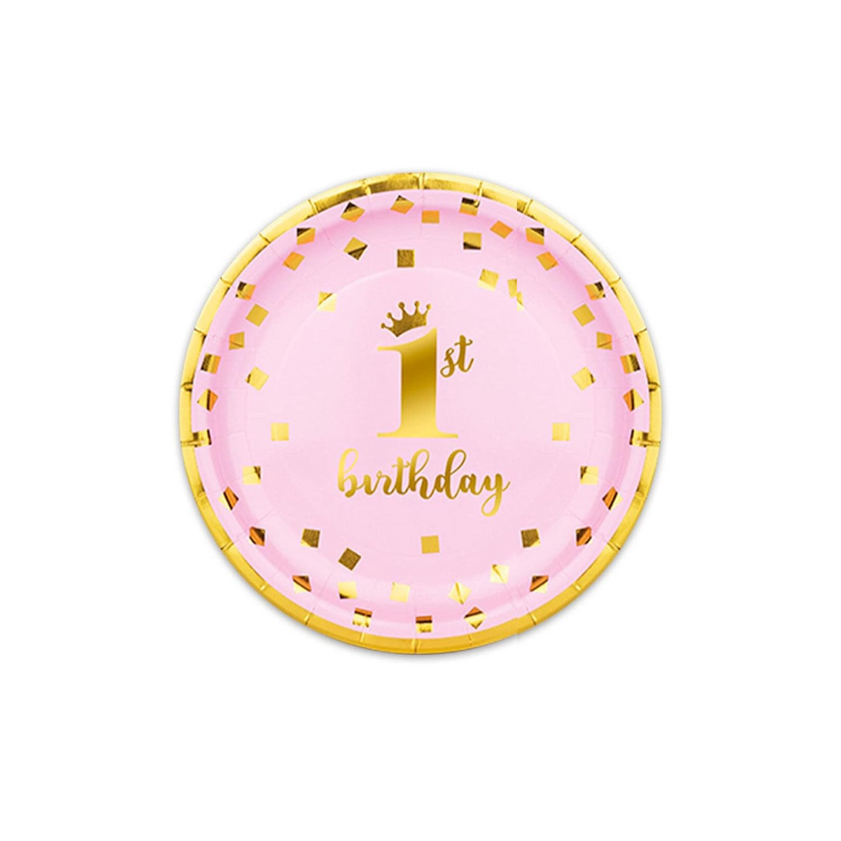 First Birthday Pink Decorations 7 Inch Paper Plates Set