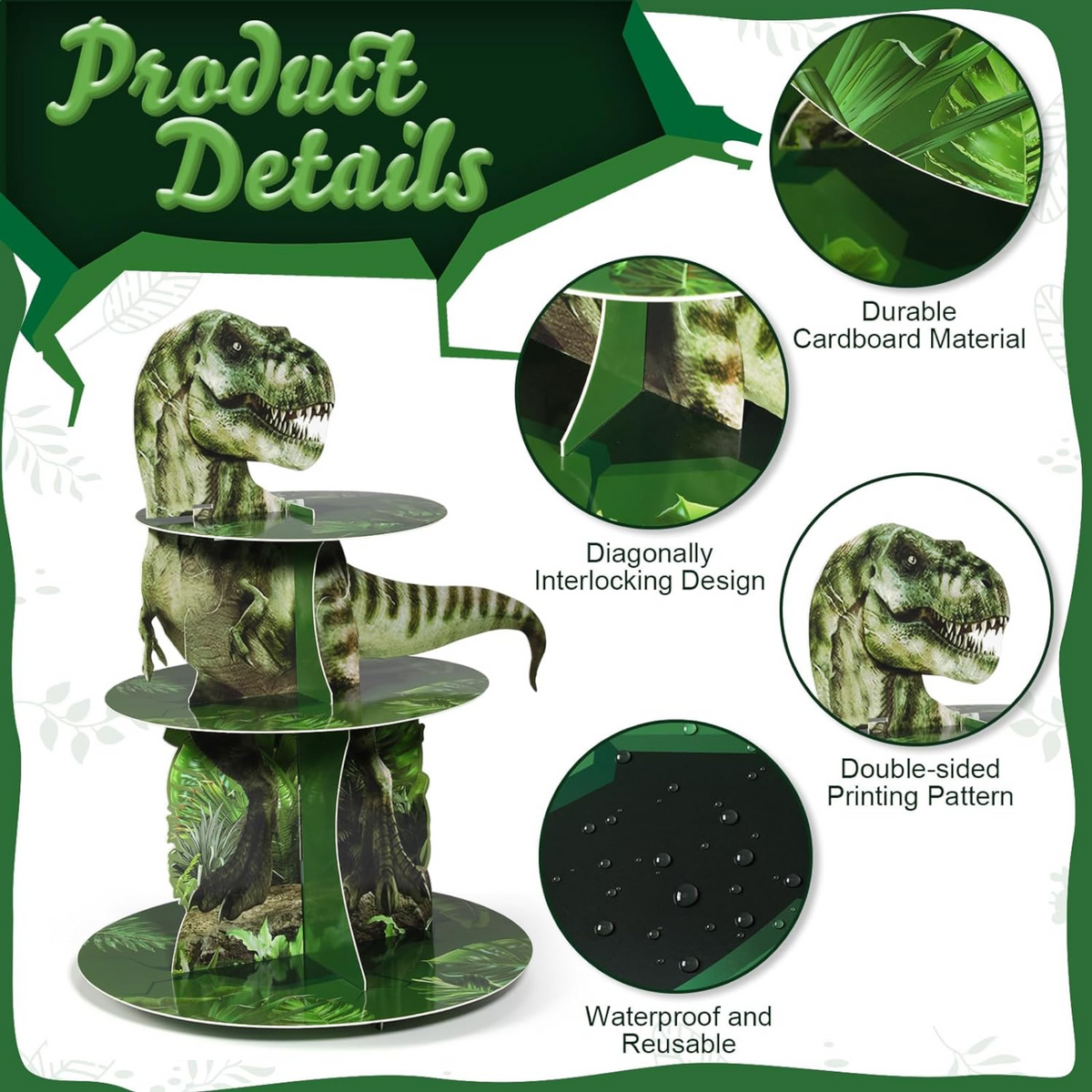 3-Tier Dinosaur Theme Cupcake Stand