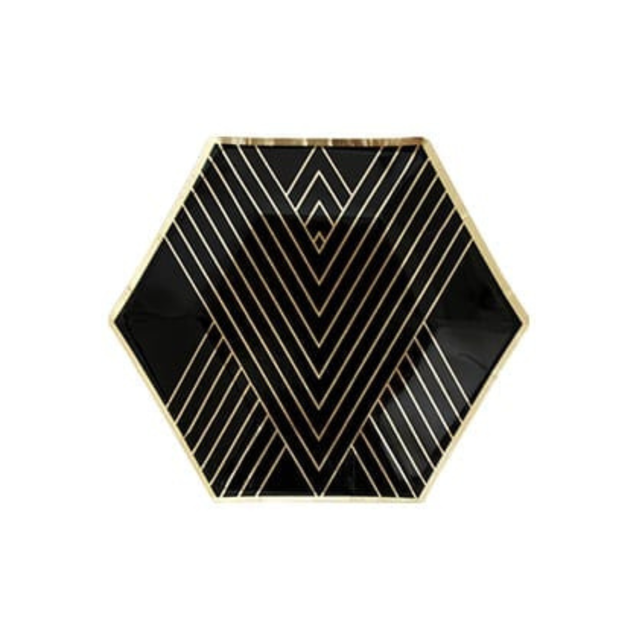 Black with Gold Theme Party Stripes Tableware Set