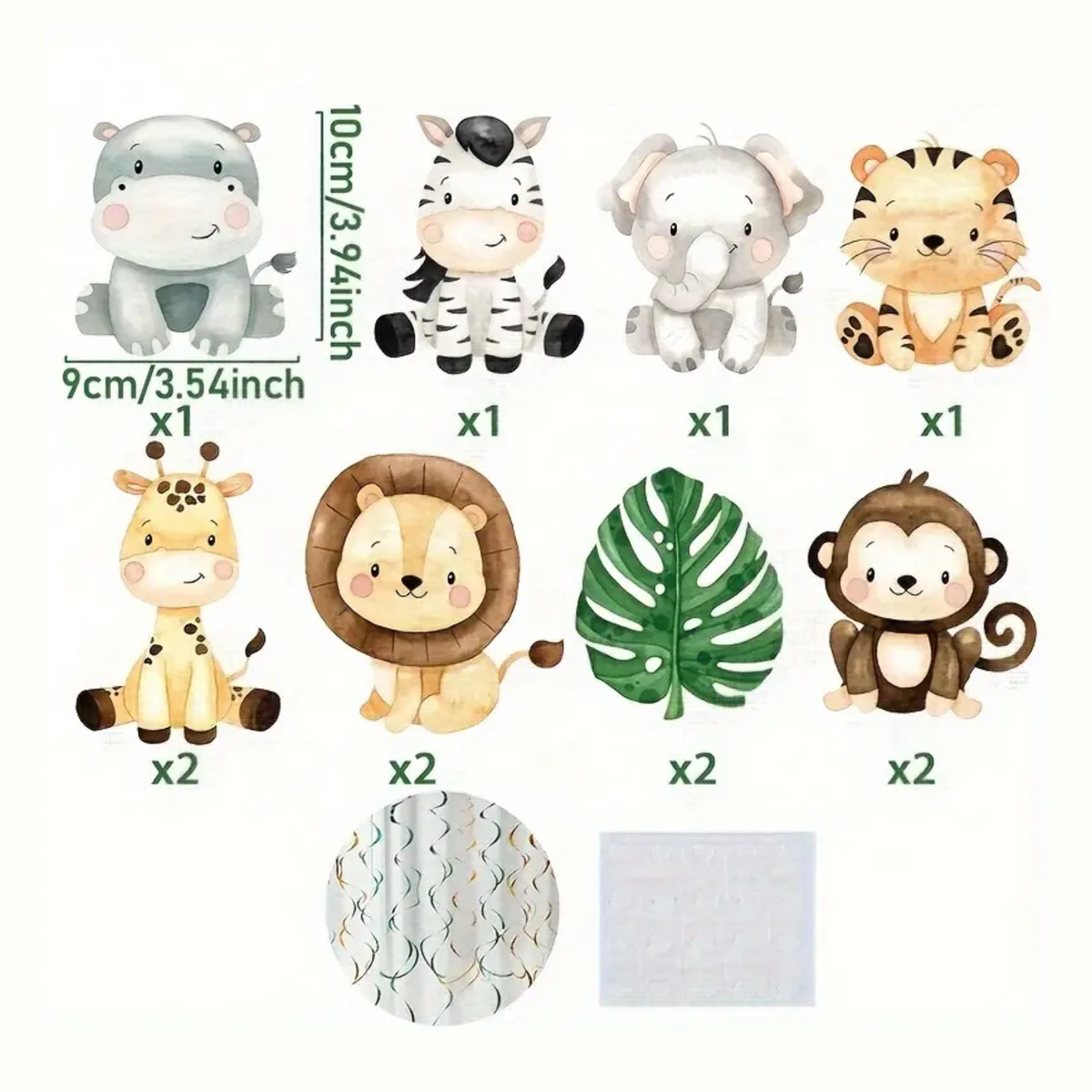 Jungle Safari Animal Hanging Swirl Decoration Sets