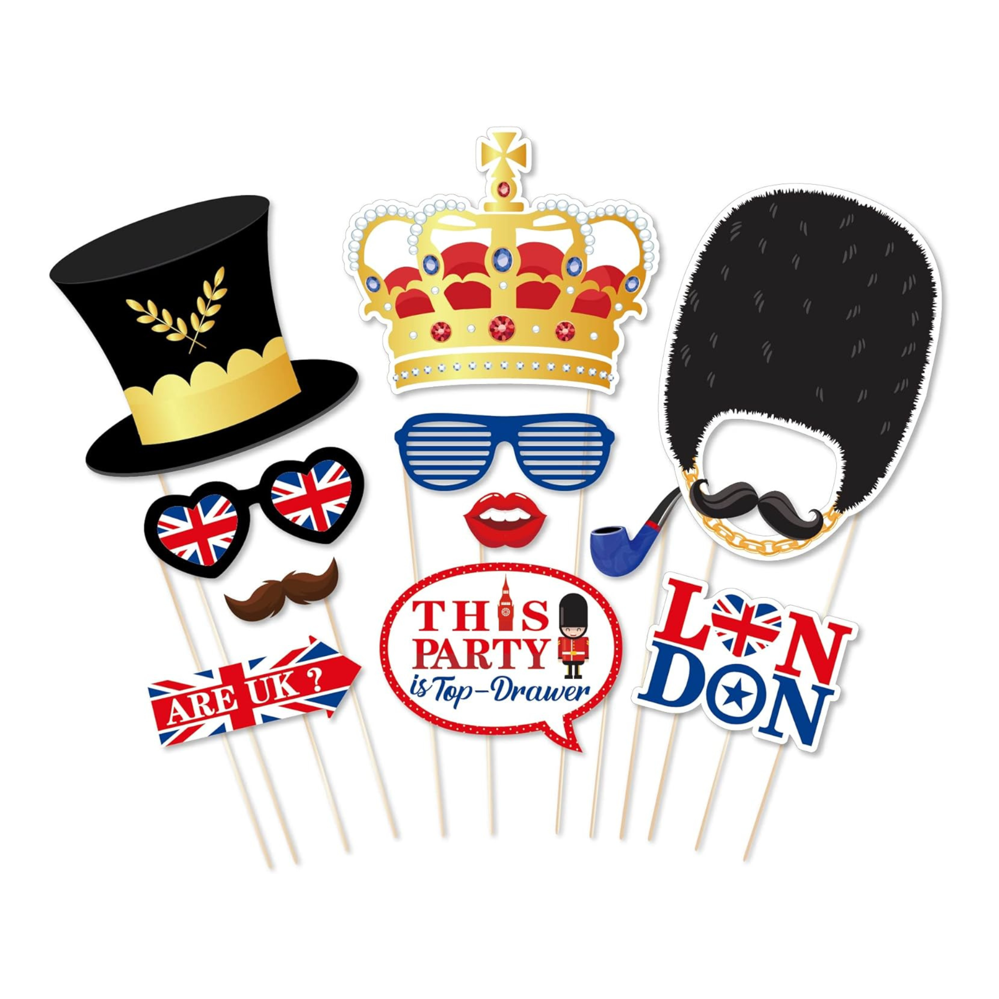 British Flag Photo Booth Props Set