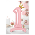 Load image into Gallery viewer, Crown Pink Number 1 Balloon with Base
