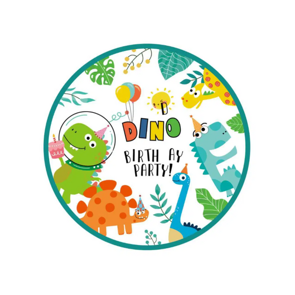 Dino Theme Birthday Party 9 Inch Paper Plates Set