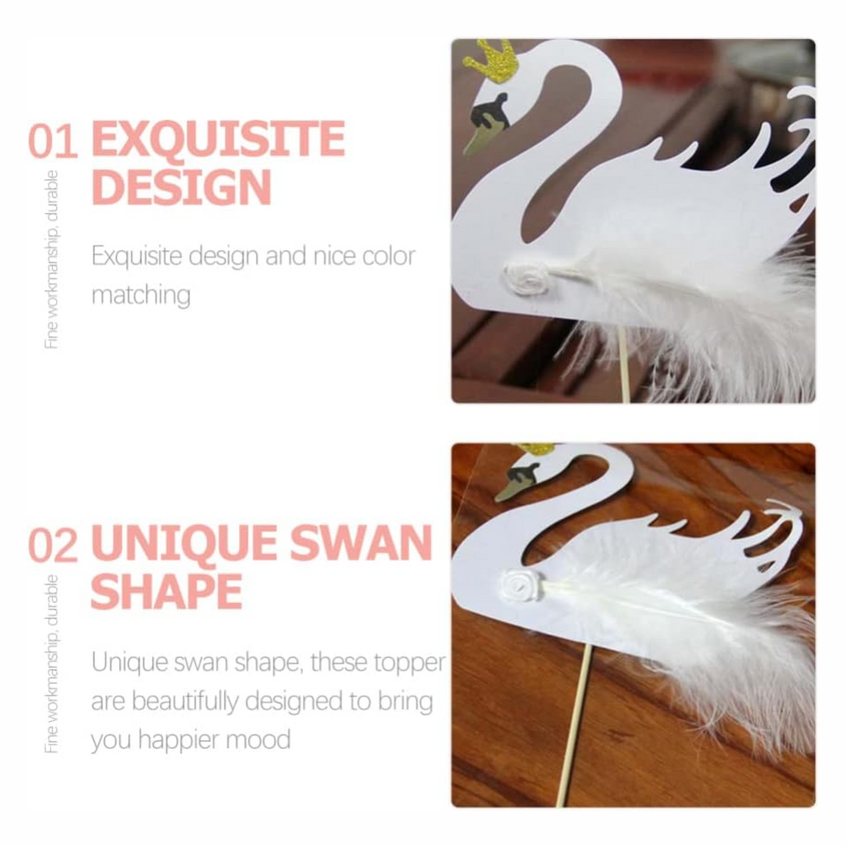 Swan Cupcake Toppers Set