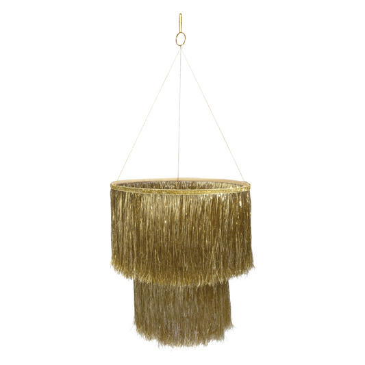 Glittering Gold Tinsel Chandelier