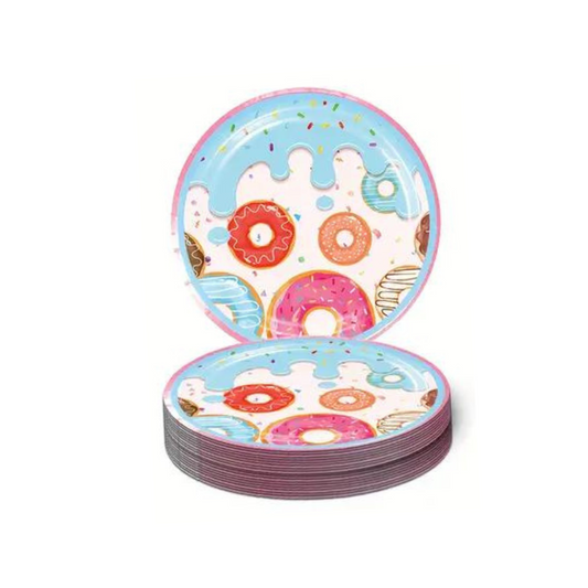 Donut Theme Birthday Party 7 Inch Paper Plates Set