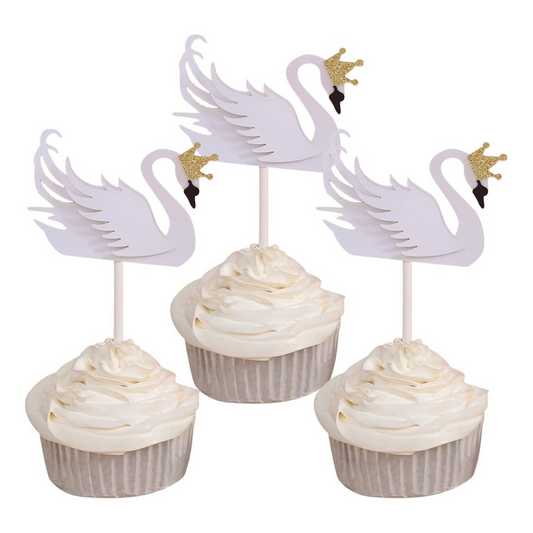 Swan Theme Cupcake Toppers Set