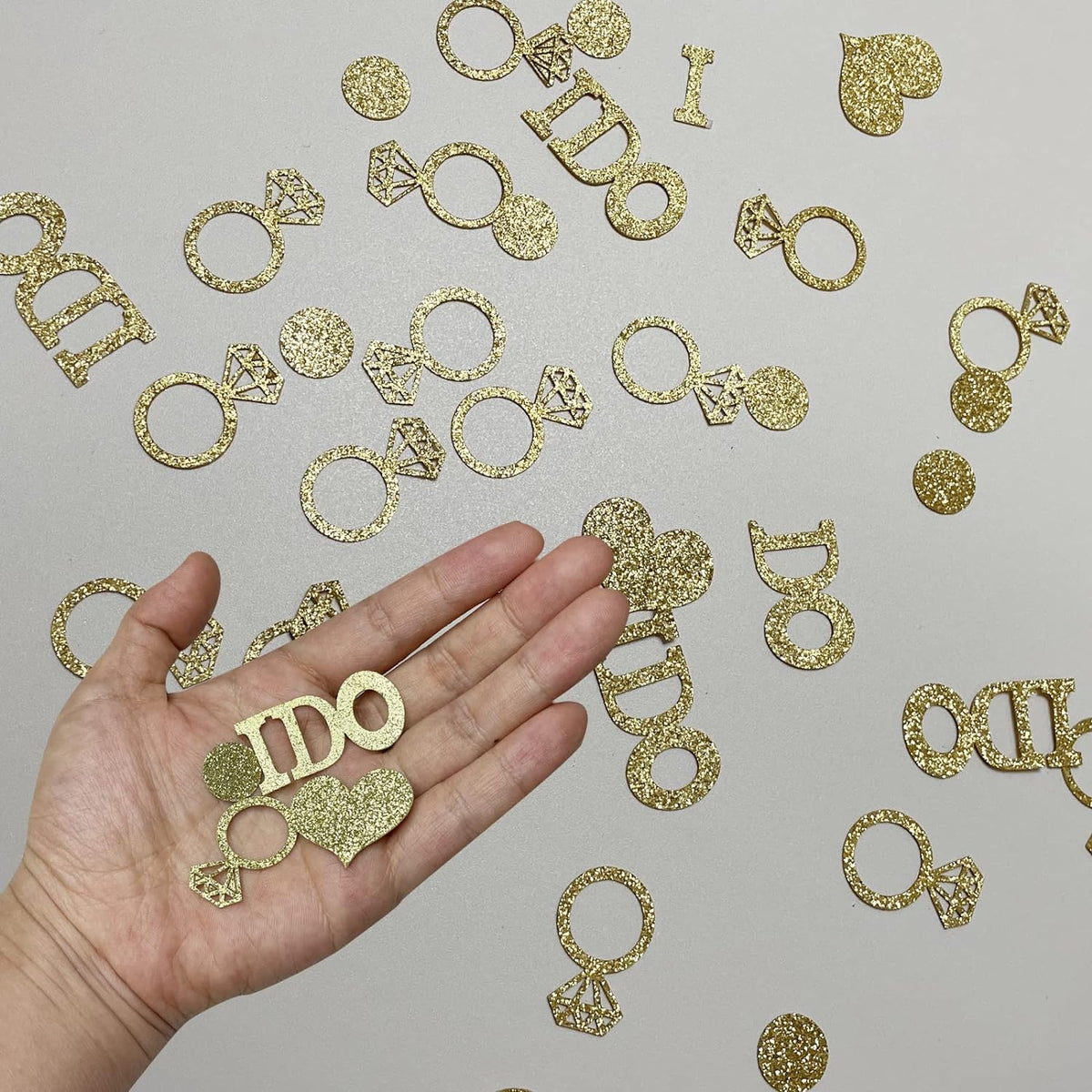 Glitter Paper Diamond Ring Hearts I DO Confetti