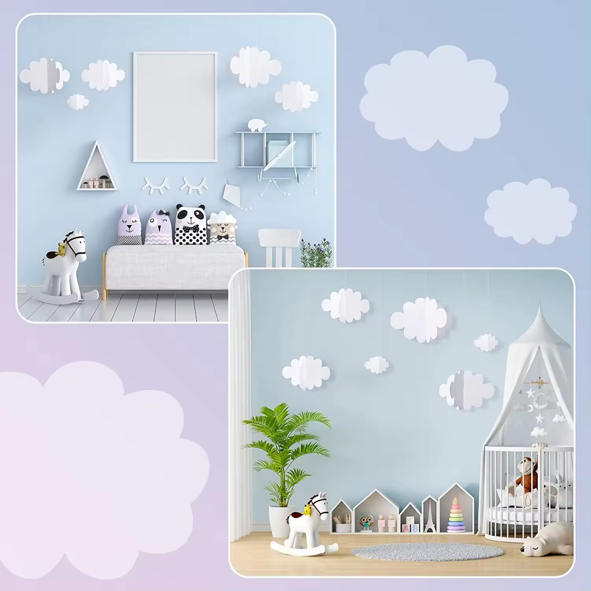 White 3D Clouds Decorations Paper