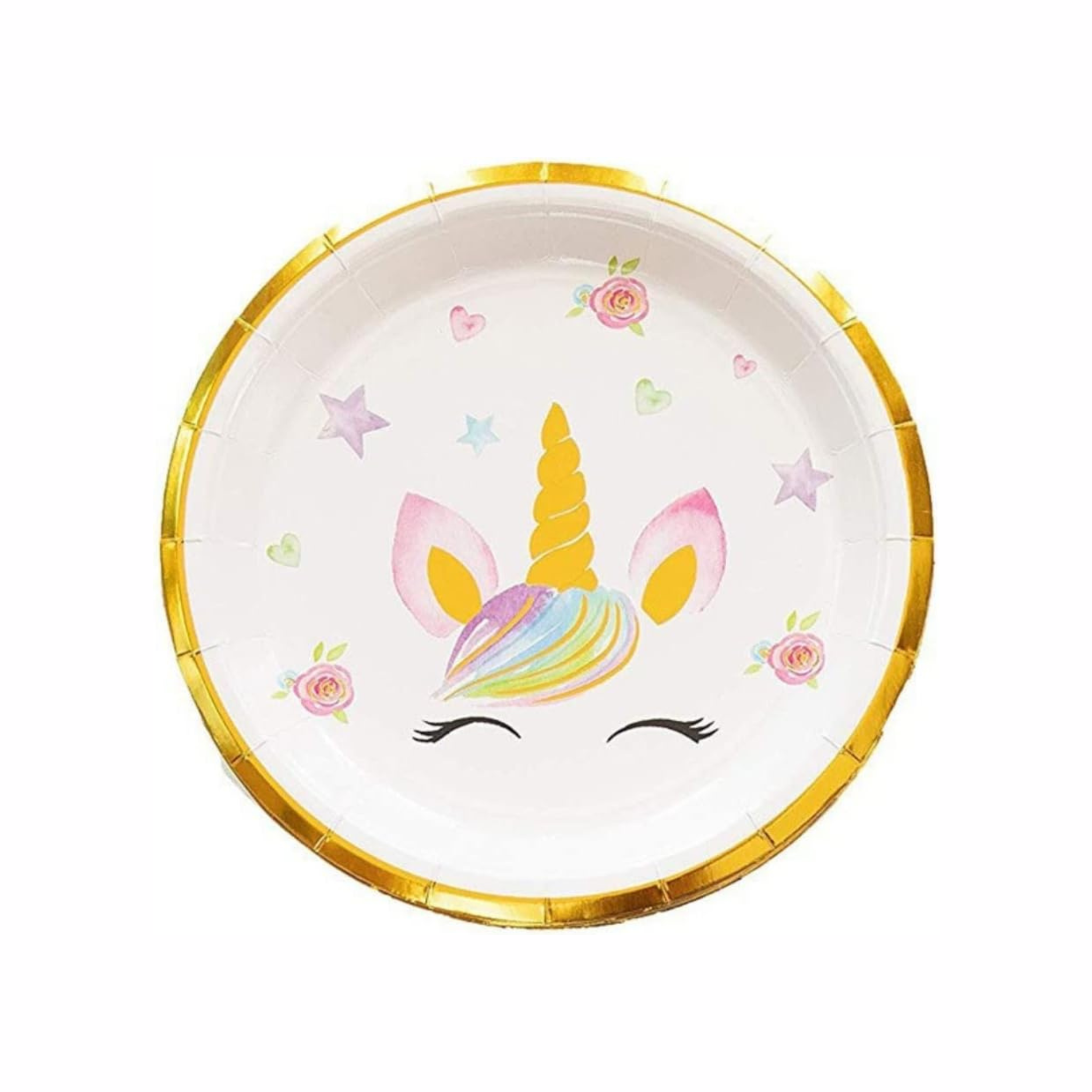 Gold Unicorn Theme Paper Plates Set