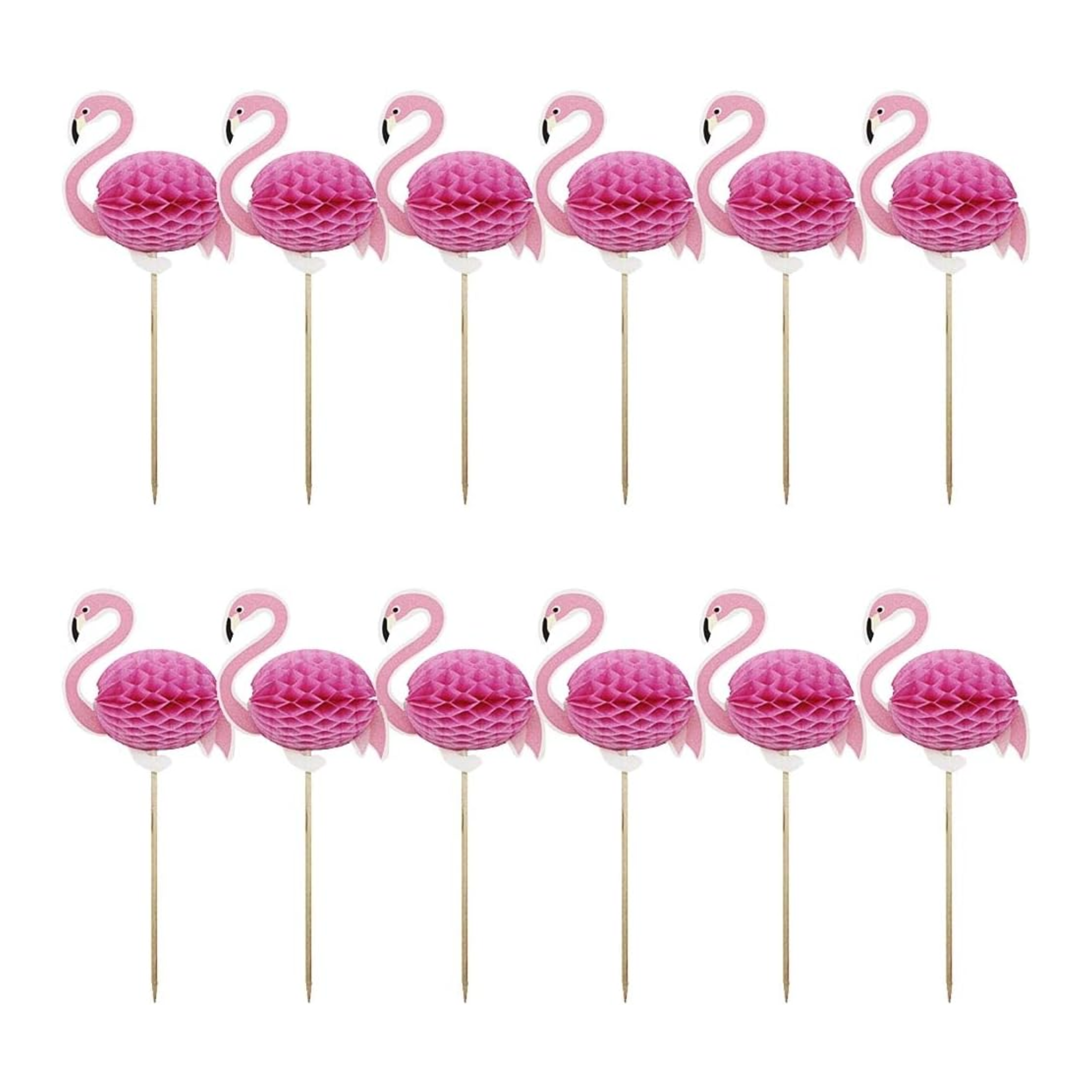 Flamingo Theme Party Cupcake Toppers Set