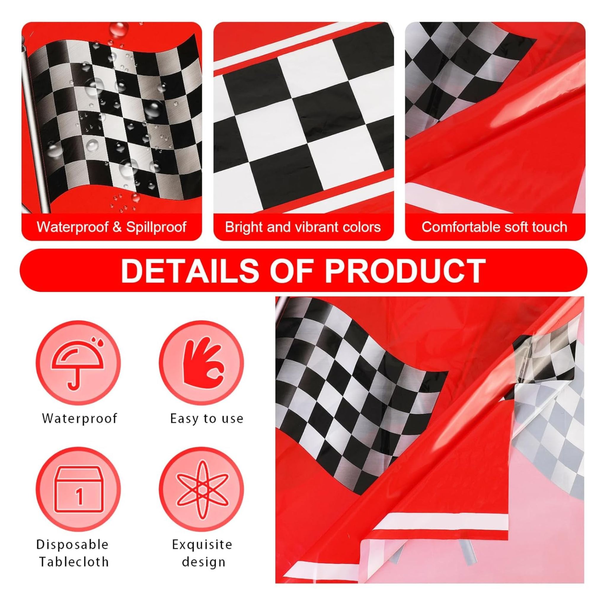 Checkered Race Car Tablecloth