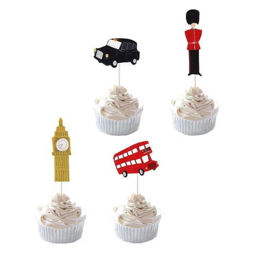 London England Themed Cupcake Toppers Set