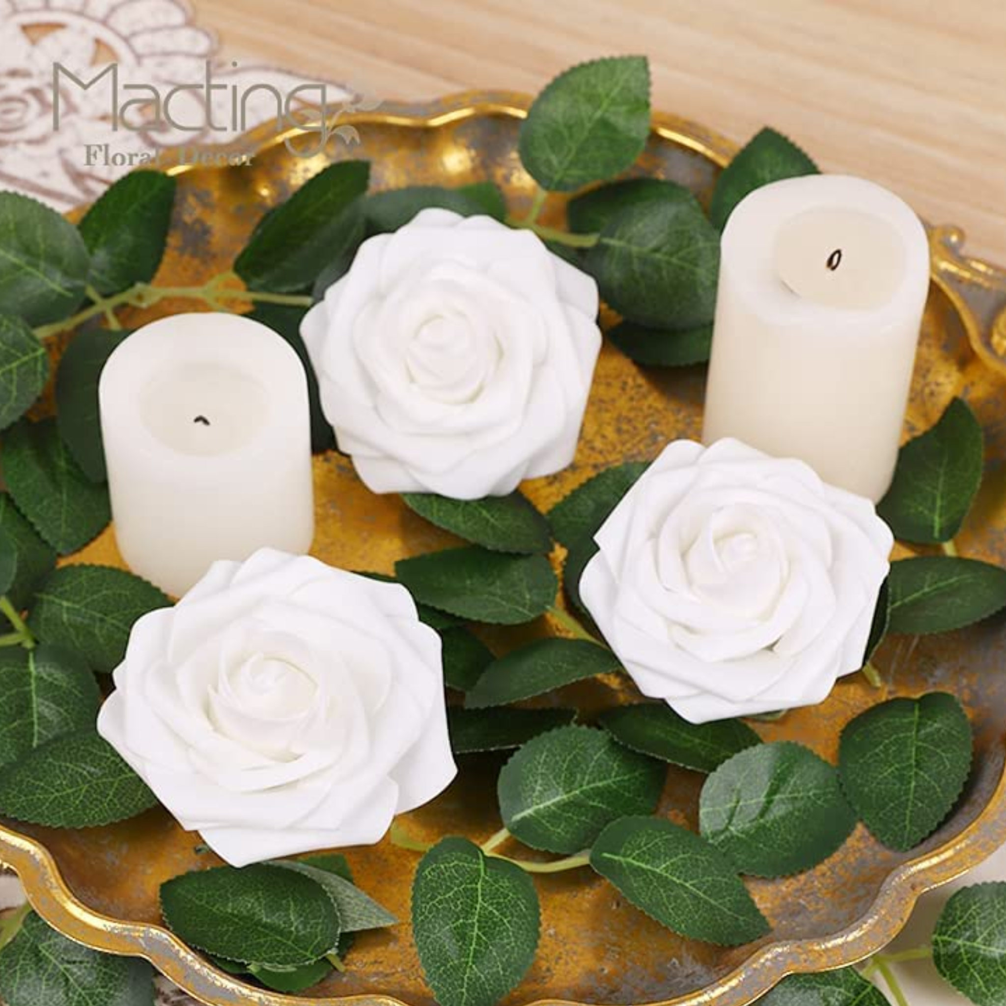 Artificial White Roses Bouquets Box Set