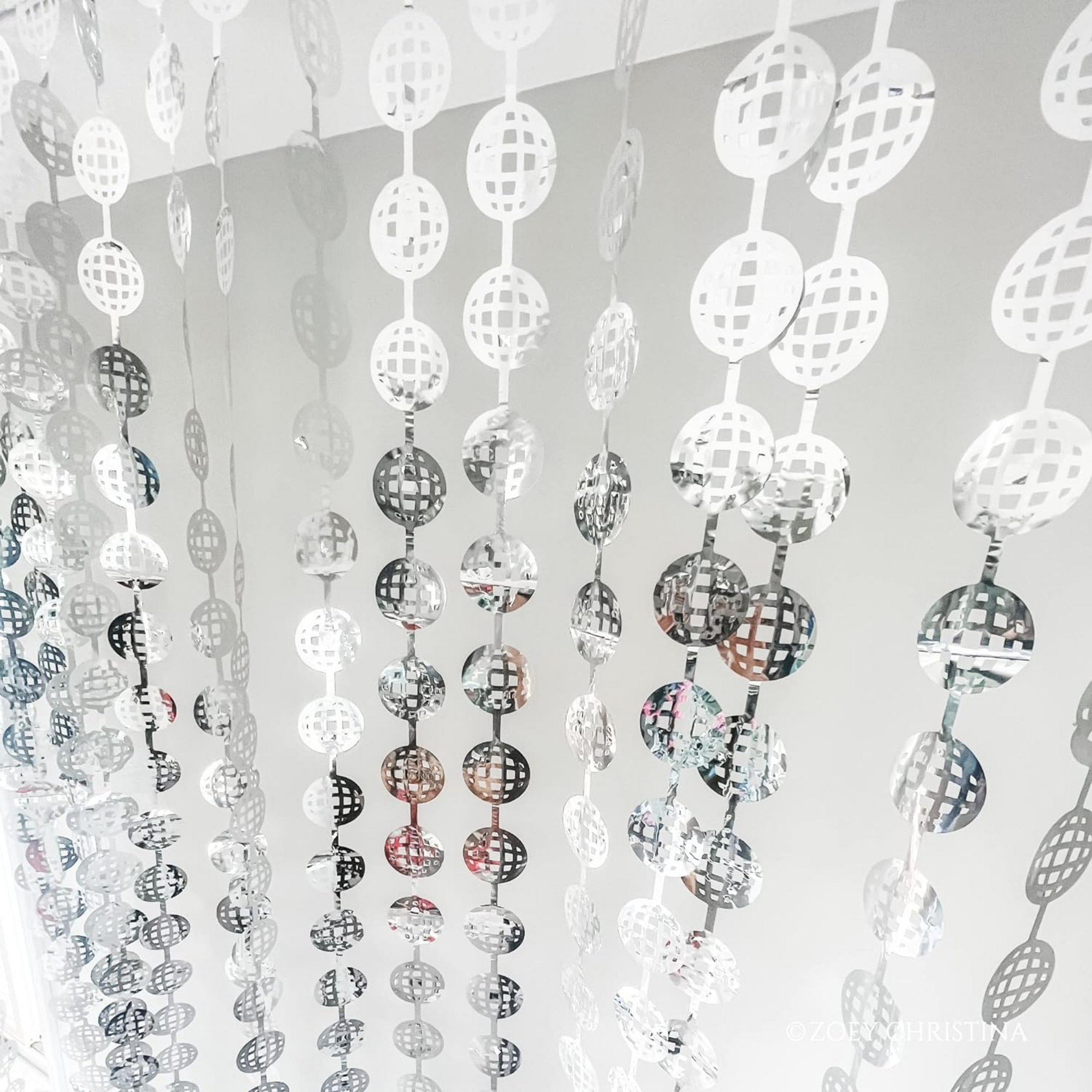 Shiny Silver Disco Ball Foil Curtain