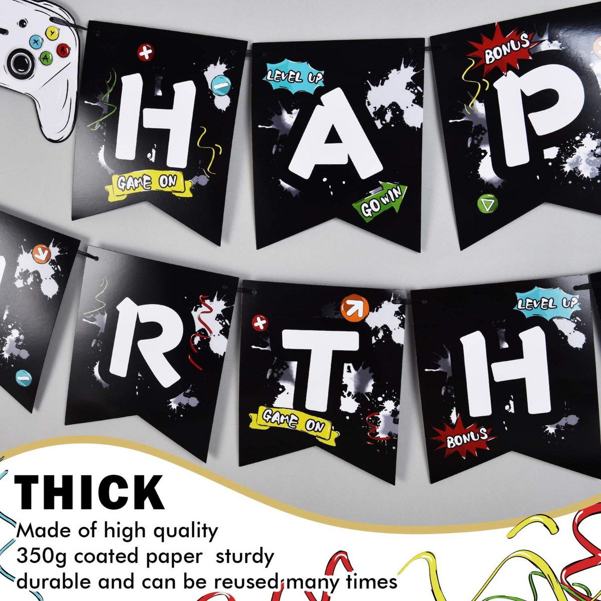 Black Gaming Theme Birthday Banner