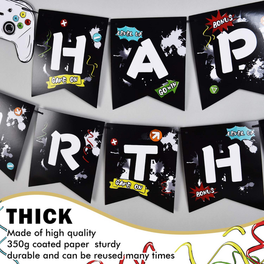 Black Video Game Happy Birthday Banner