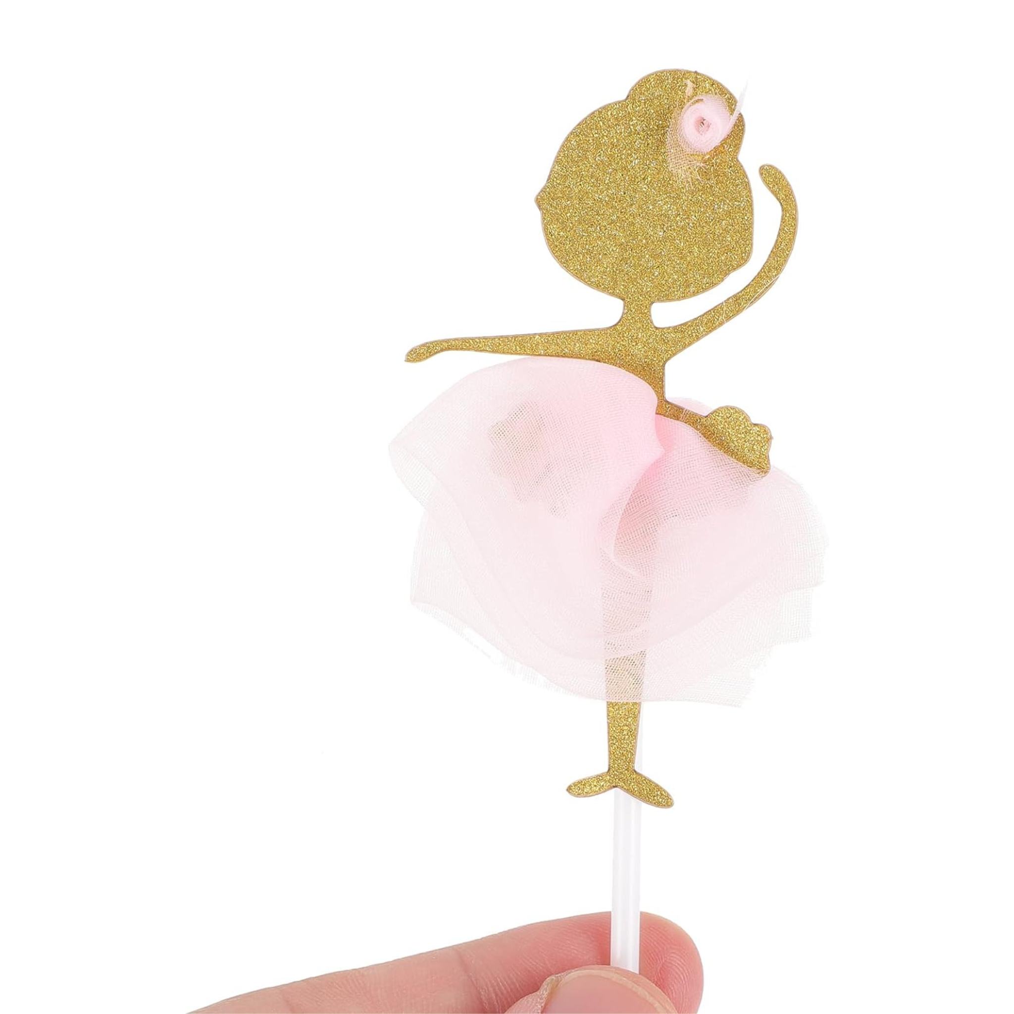 Gold Glitter Ballerina Cupcake Toppers Set