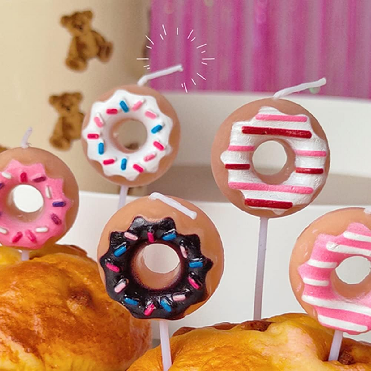 Cute Donut Shape Birthday Cake Candles Set