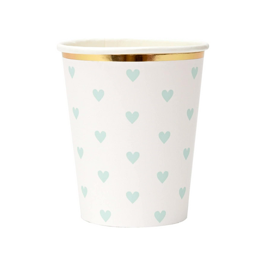 Baby Blue Heart-Shaped paper Cups Set