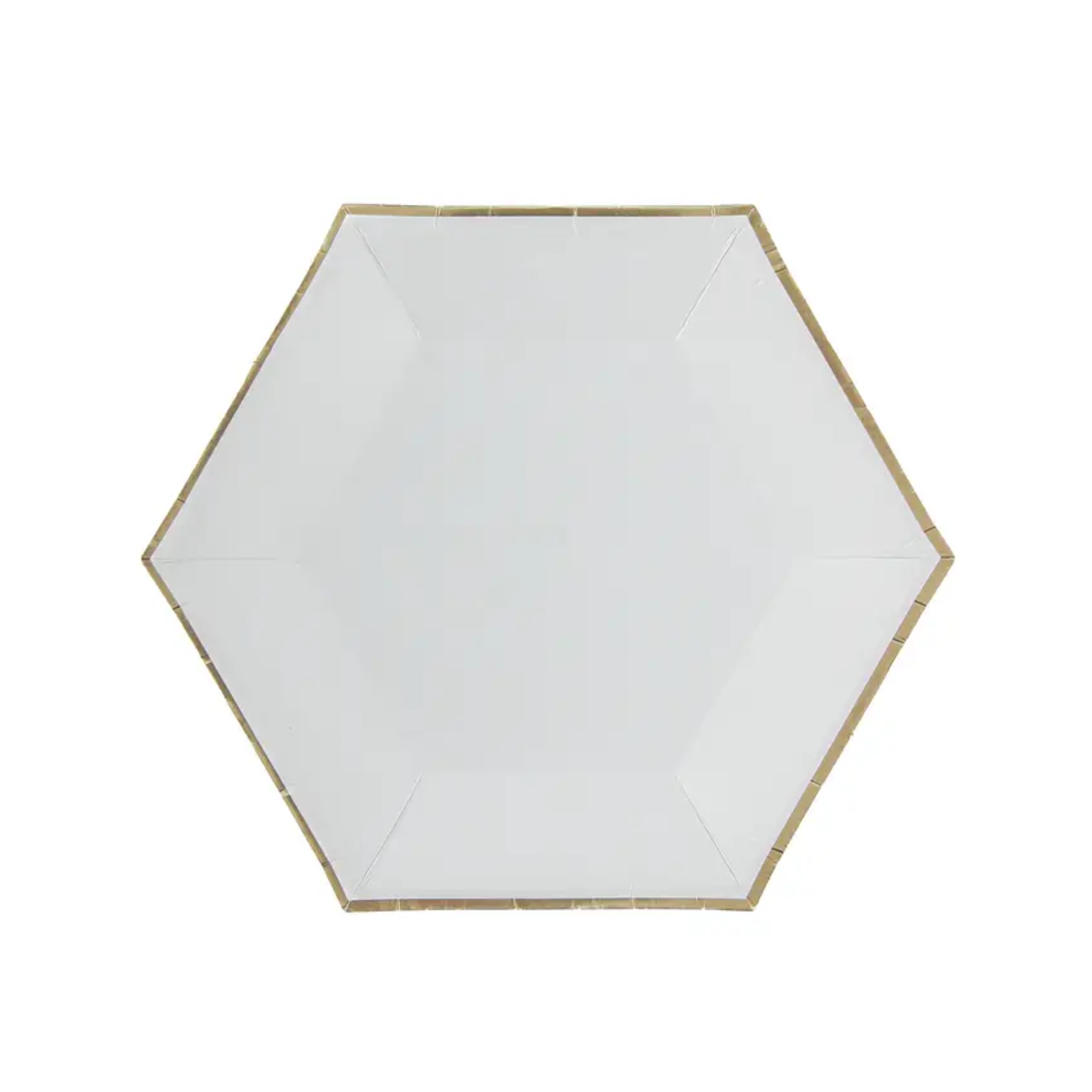 Bronzing White Hexagon 7 Inch Paper Plates Set