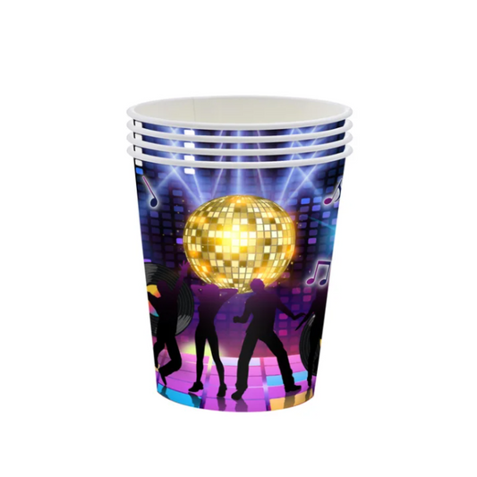 Neon Disco Party Theme Paper Cups Set