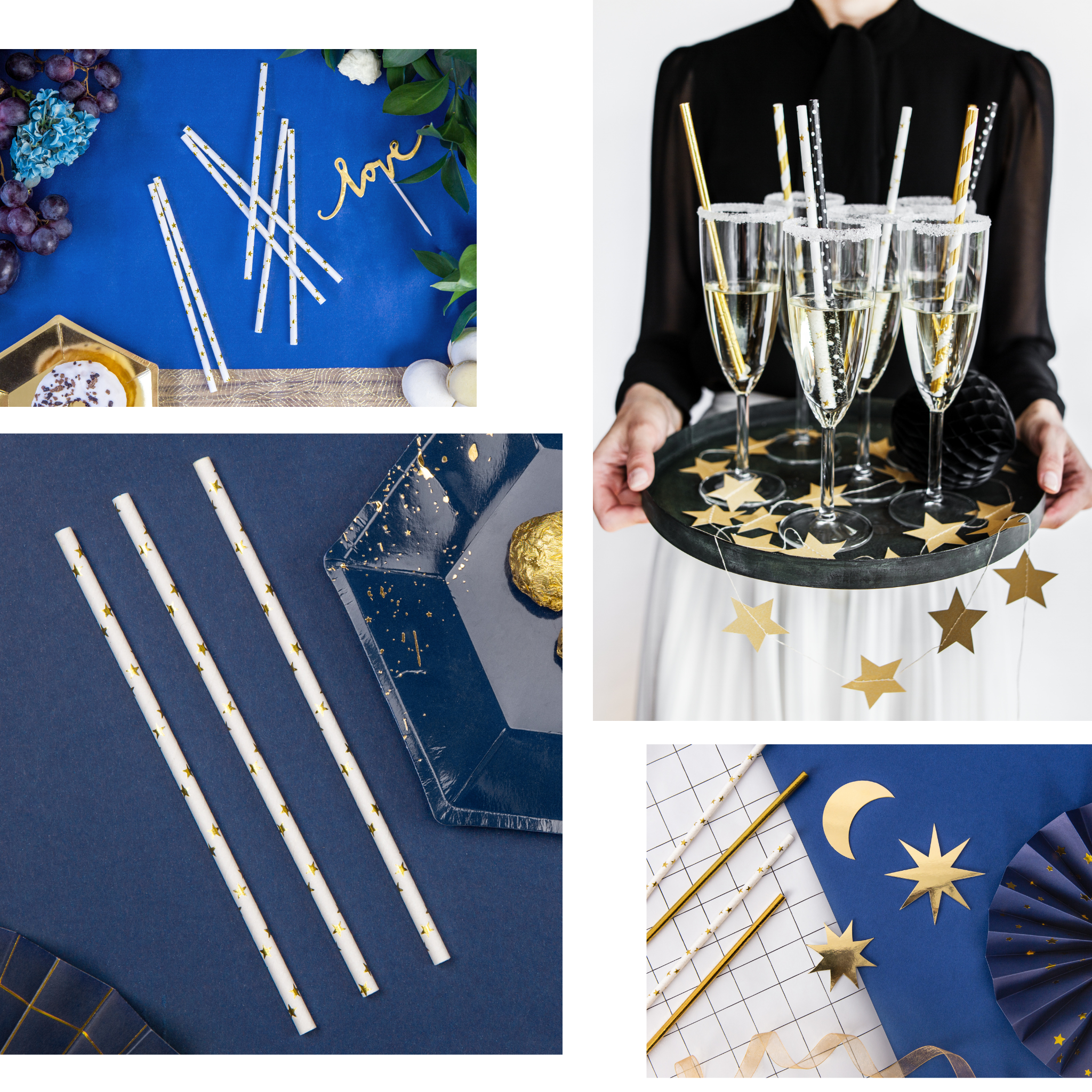 Golden Shimmer Paper Straws Set