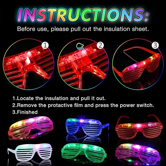 Neon Glow Party Hats & Glasses Combo Set