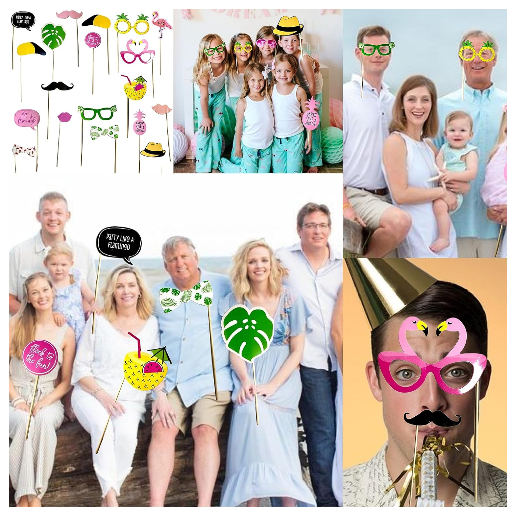 Flamingo Theme Party Photo Booth Props Set